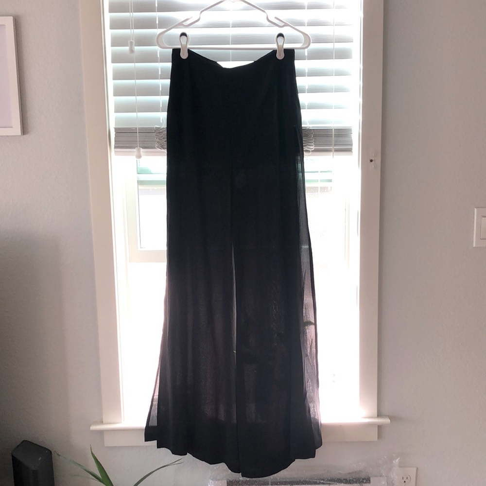 Black Split Leg Pant with Lace